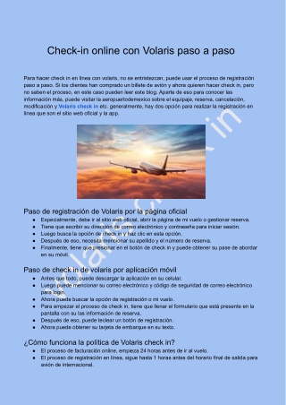 ¿Cuándo hacer check in en línea de Volaris?