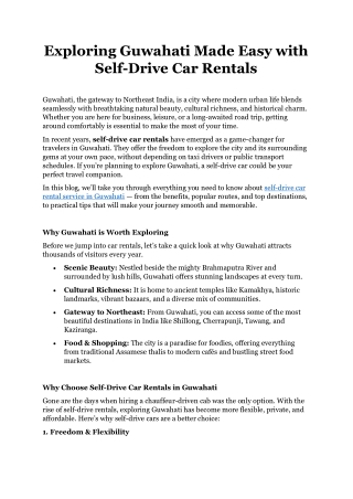 Exploring Guwahati Made Easy with Self-Drive Car Rentals