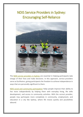 NDIS Service Providers in Sydney Encouraging Self-Reliance