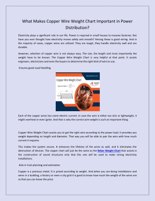 What Makes Copper Wire Weight Chart Important in Power Distribution