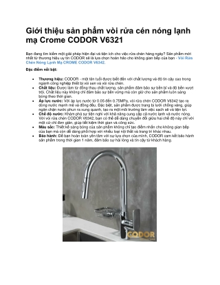 Vòi rửa chén nóng lạnh mạ Crome CODOR V6321