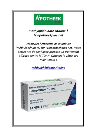 méthylphénidate ritaline | Fr.apotheekplus.net