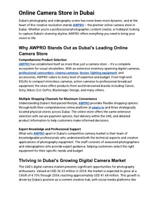 Online Camera Store in Dubai