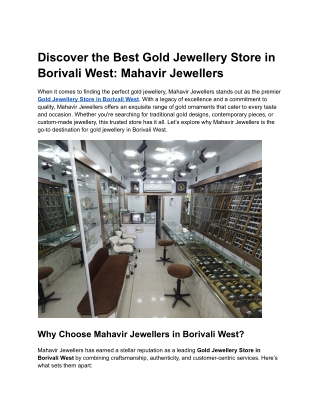 Discover the Best Gold Jewellery Store in Borivali West_ Mahavir Jewellers