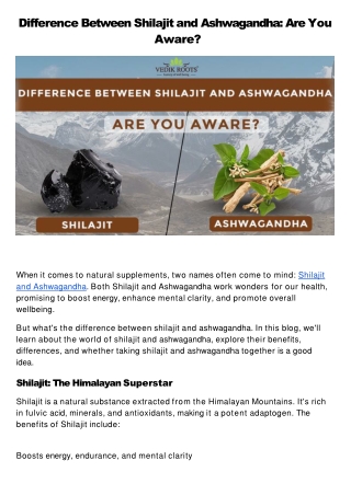 Difference Between Shilajit and Ashwagandha Are You Aware