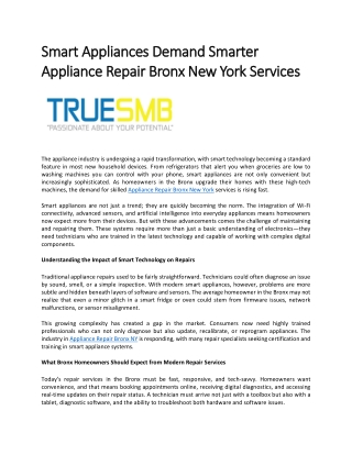 Smart Appliances Demand Smarter Appliance Repair Bronx New York Services