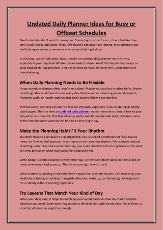 Boost Productivity with an Undated Daily Planner