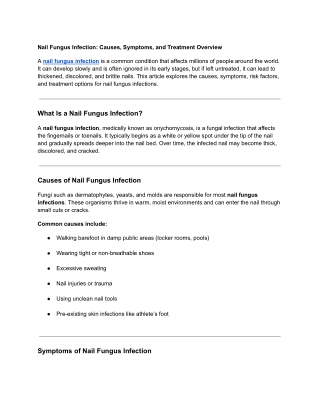 Nail Fungus Infection_ Causes, Symptoms, and Treatment Overview