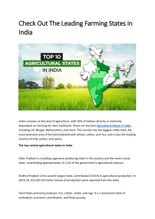 Check Out The Leading Farming States in India