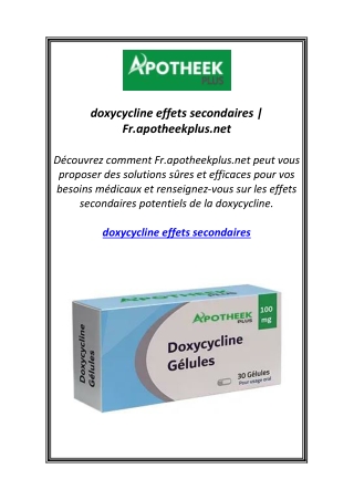 doxycycline effets secondaires | Fr.apotheekplus.net