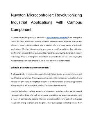 Nuvoton Microcontroller_ Revolutionizing Industrial Applications with Campus Component