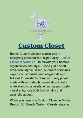 Custom Closet in Aynor, SC: Expert Design & Installation by Beach Custom Closets