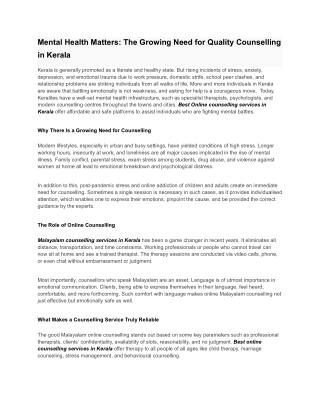 Mental Health Matters_ The Growing Need for Quality Counselling in Kerala