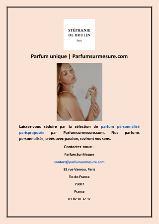 Parfum personnalisé paris  Parfumsurmesure com