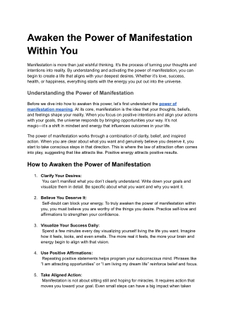 Awaken the Power of Manifestation Within You