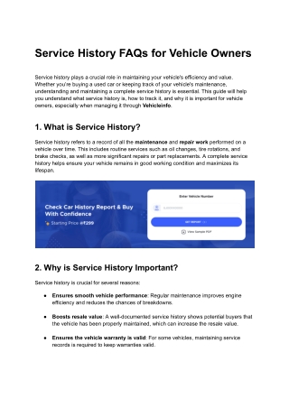 Service History FAQs for Vehicle Owners
