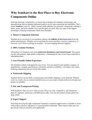 Why Semikart is the Best Place to Buy Electronic Components Online