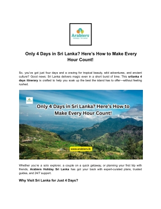 Only 4 Days in Sri Lanka? Here’s How to Make Every Hour Count!