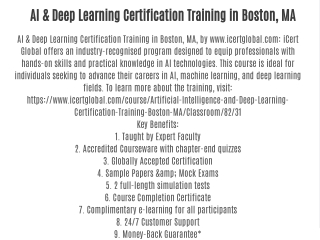 AI & Deep Learning Certification Training in Boston, MA