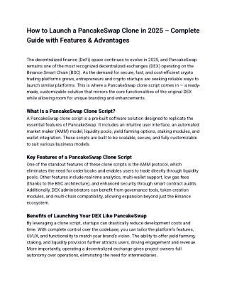 PancakeSwap Clone Development in 2025 – Launch Your Own DeFi Exchange Today