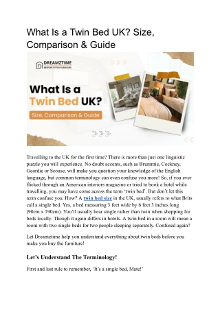 What Is a Twin Bed UK? Size, Comparison & Guide