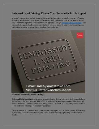 Embossed Label Printing Elevate Your Brand with Tactile Appeal