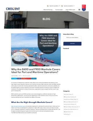 Why Are E600 and F900 Manhole Covers Ideal for Port and Maritime Operations