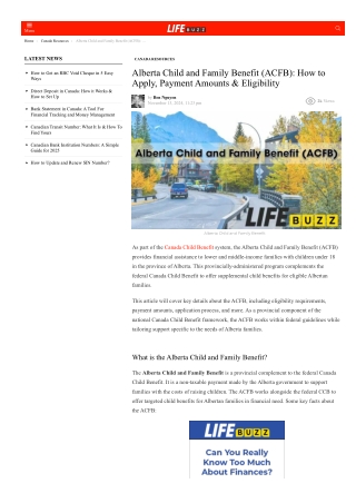 LifeBuzz Planning: Alberta Child and Family Benefit (ACFB