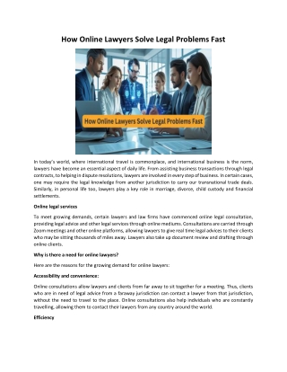 How Online Lawyers Solve Legal Problems Fast