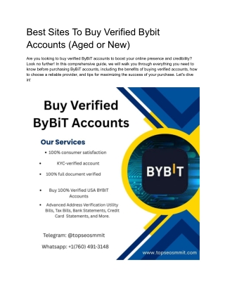 Best Sites To Buy Verified Bybit Accounts (Aged or New)