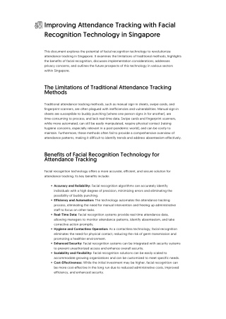 Improving Attendance Tracking with Facial Recognition Technology in Singapore
