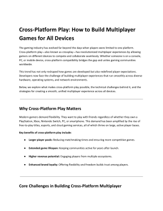 Cross-Platform Play_ How to Build Multiplayer Games for All Devices