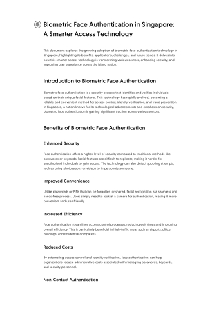 Biometric Face Authentication in Singapore_ A Smarter Access Technology