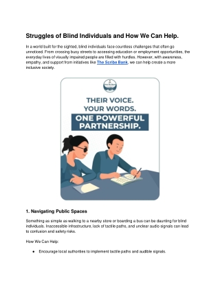 Struggles of Blind Individuals and How We Can Help.