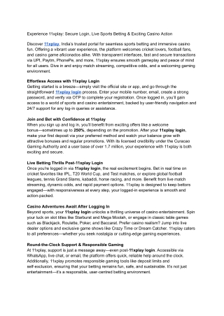 Experience 11xplay: Secure Login, Live Sports Betting & Exciting Casino Action