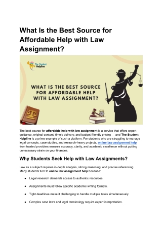 What Is the Best Source for Affordable Help with Law Assignment