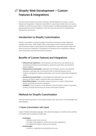 Shopify Web Development – Custom Features & Integrations