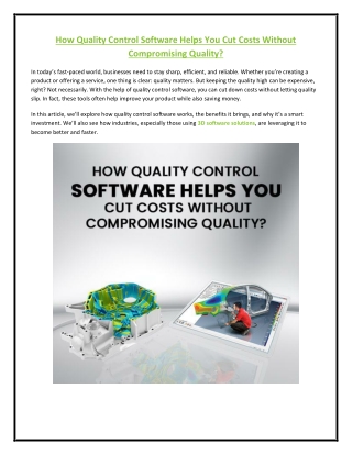 How Quality Control Software Helps You Cut Costs Without Compromising Quality?