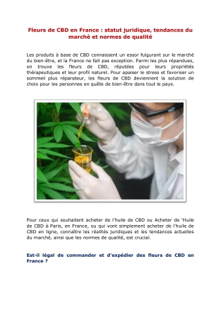 Fleurs de CBD en France  statut juridique, tendances du marché et normes de qualité