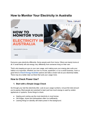 How to Monitor Your Electricity in Australia