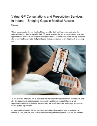 Virtual GP Consultations and Prescription Services in Ireland—Bridging Gaps in Medical Access