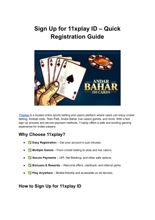 Sign Up for 11xplay ID – Quick Registration Guide