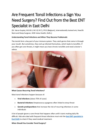 Are Frequent Tonsil Infections a Sign You Need Surgery