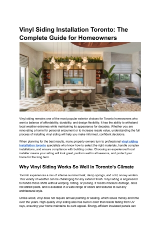 vinyl siding installation toronto