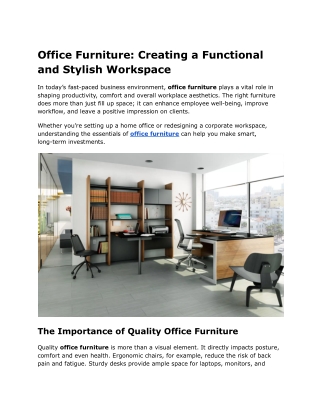 Office Furniture_ Creating a Functional and Stylish Workspace