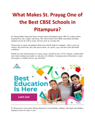 What Makes St. Prayag One of the Best CBSE Schools in Pitampura