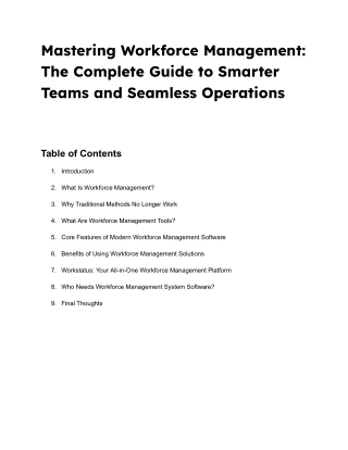 Workforce Management Tool