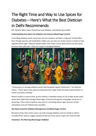 The Right Time and Way to Use Spices for Diabetes