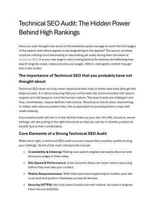 Technical SEO Audit The Hidden Power Behind High Rankings
