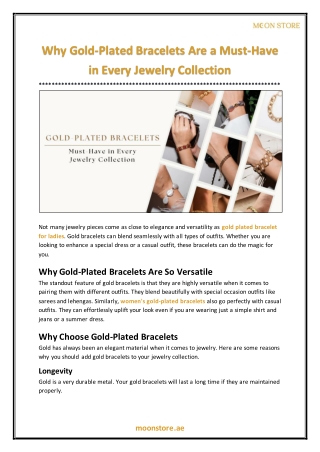Why Gold-Plated Bracelets Are a Must-Have in Every Jewelry Collection